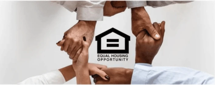 Hands joined together around an Equal Housing Opportunity symbol
